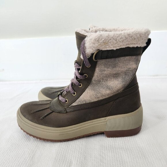 Merrell Womens Size 7. 5 Haven Polar Waterproof Mid Lace Winter Boots Olive Gray - Picture 2 of 15